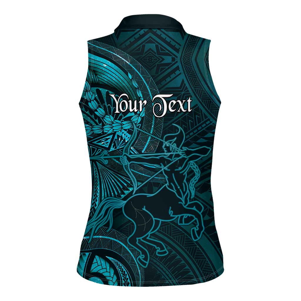 Personalised Polynesia Zodiac Sagittarius Women Sleeveless Polo Shirt Galaxy Polynesian Pattern Chest Tattoo Style LT14 - Polynesian Pride