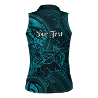 Personalised Polynesia Zodiac Sagittarius Women Sleeveless Polo Shirt Galaxy Polynesian Pattern Chest Tattoo Style LT14 - Polynesian Pride