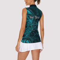 Personalised Polynesia Zodiac Sagittarius Women Sleeveless Polo Shirt Galaxy Polynesian Pattern Chest Tattoo Style LT14 - Polynesian Pride