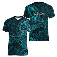 Personalised Polynesia Zodiac Sagittarius Women V-Neck T-Shirt Galaxy Polynesian Pattern Chest Tattoo Style LT14 - Polynesian Pride