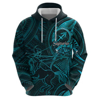 Personalised Polynesia Zodiac Sagittarius Zip Hoodie Galaxy Polynesian Pattern Chest Tattoo Style LT14 - Polynesian Pride