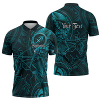 Personalised Polynesia Zodiac Sagittarius Zipper Polo Shirt Galaxy Polynesian Pattern Chest Tattoo Style LT14 - Polynesian Pride
