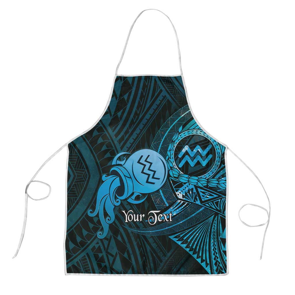 Personalised Polynesia Zodiac Aquarius Apron Galaxy Polynesian Pattern Chest Tattoo Style LT14 Blue - Polynesian Pride