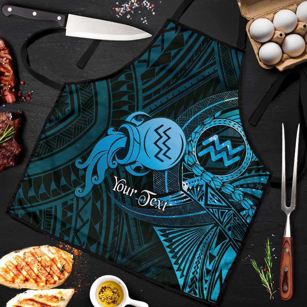 Personalised Polynesia Zodiac Aquarius Apron Galaxy Polynesian Pattern Chest Tattoo Style LT14 Blue - Polynesian Pride