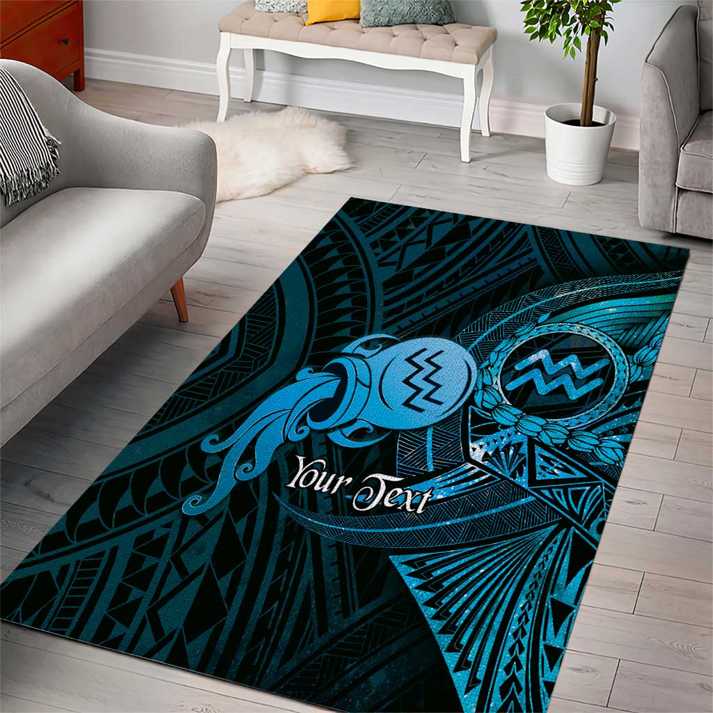 Personalised Polynesia Zodiac Aquarius Area Rug Galaxy Polynesian Pattern Chest Tattoo Style LT14 - Polynesian Pride