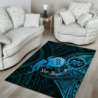 Personalised Polynesia Zodiac Aquarius Area Rug Galaxy Polynesian Pattern Chest Tattoo Style LT14 - Polynesian Pride