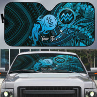 Personalised Polynesia Zodiac Aquarius Auto Sun Shade Galaxy Polynesian Pattern Chest Tattoo Style LT14 Blue - Polynesian Pride