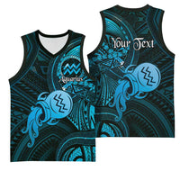 Personalised Polynesia Zodiac Aquarius Basketball Jersey Galaxy Polynesian Pattern Chest Tattoo Style LT14 - Polynesian Pride