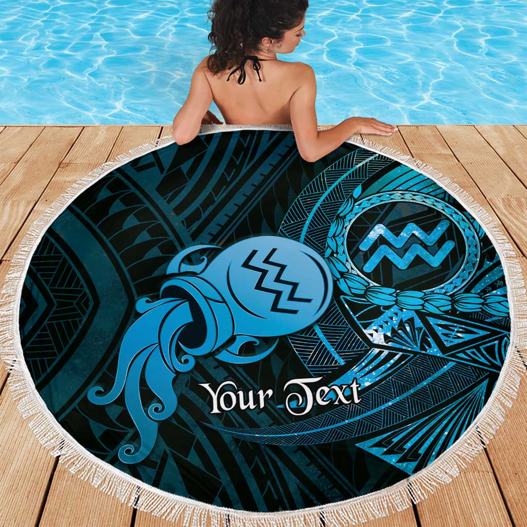 Personalised Polynesia Zodiac Aquarius Beach Blanket Galaxy Polynesian Pattern Chest Tattoo Style LT14 - Polynesian Pride