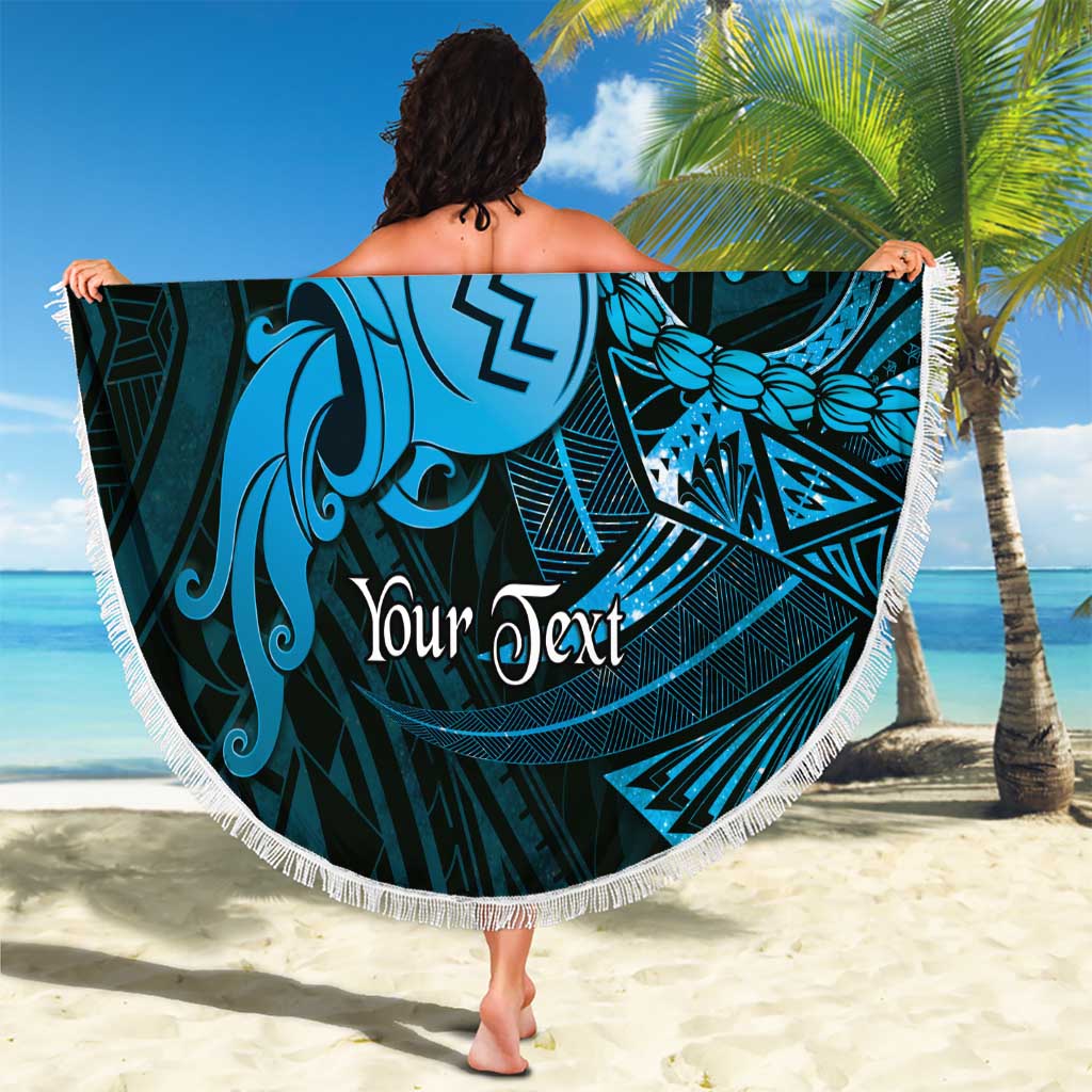 Personalised Polynesia Zodiac Aquarius Beach Blanket Galaxy Polynesian Pattern Chest Tattoo Style LT14 - Polynesian Pride