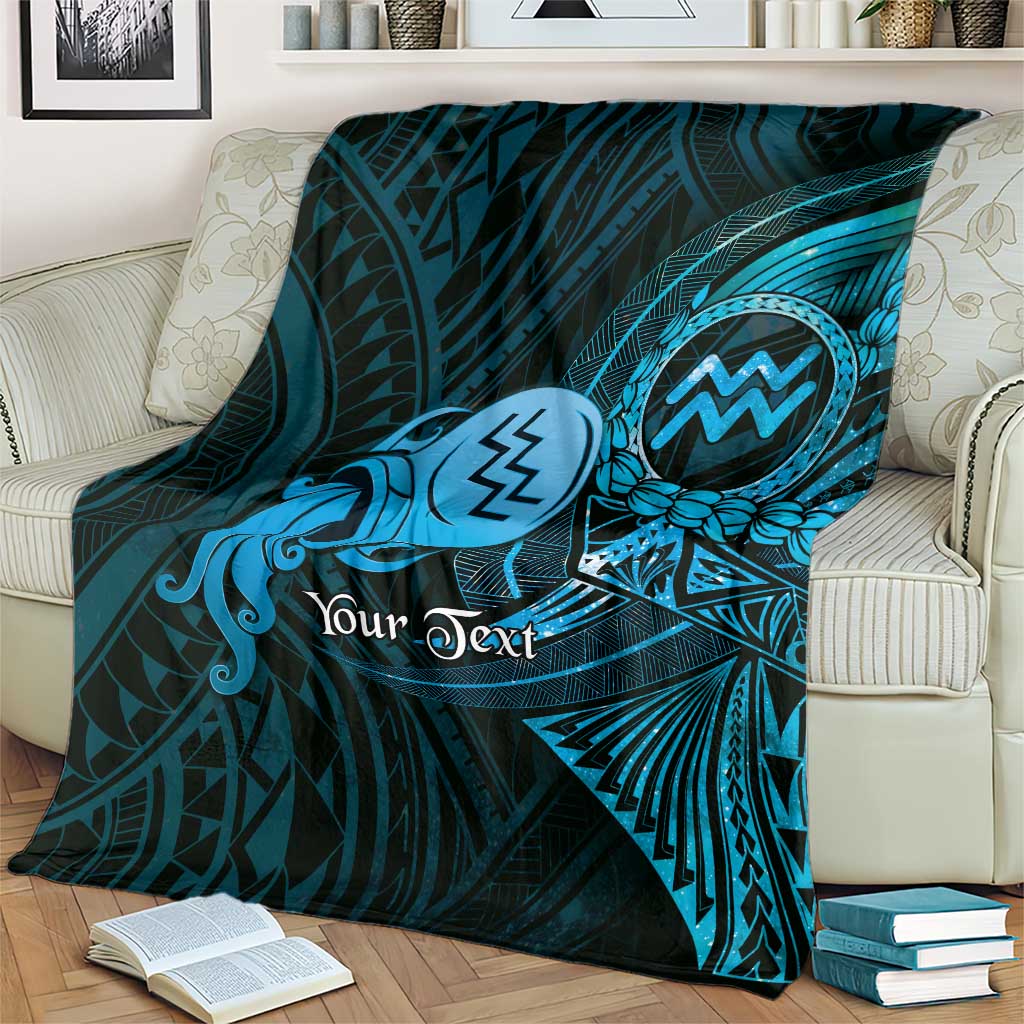 Personalised Polynesia Zodiac Aquarius Blanket Galaxy Polynesian Pattern Chest Tattoo Style LT14 - Polynesian Pride
