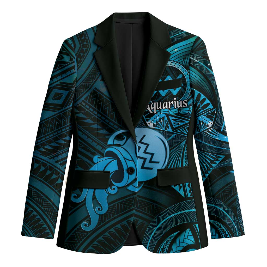 Personalised Polynesia Zodiac Aquarius Blazer Galaxy Polynesian Pattern Chest Tattoo Style LT14 Unisex Blue - Polynesian Pride
