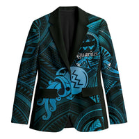 Personalised Polynesia Zodiac Aquarius Blazer Galaxy Polynesian Pattern Chest Tattoo Style LT14 Unisex Blue - Polynesian Pride