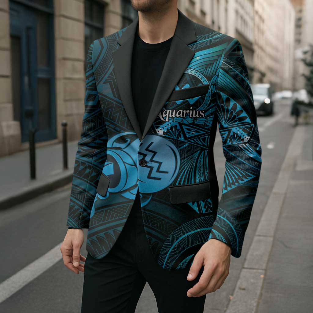 Personalised Polynesia Zodiac Aquarius Blazer Galaxy Polynesian Pattern Chest Tattoo Style LT14 - Polynesian Pride