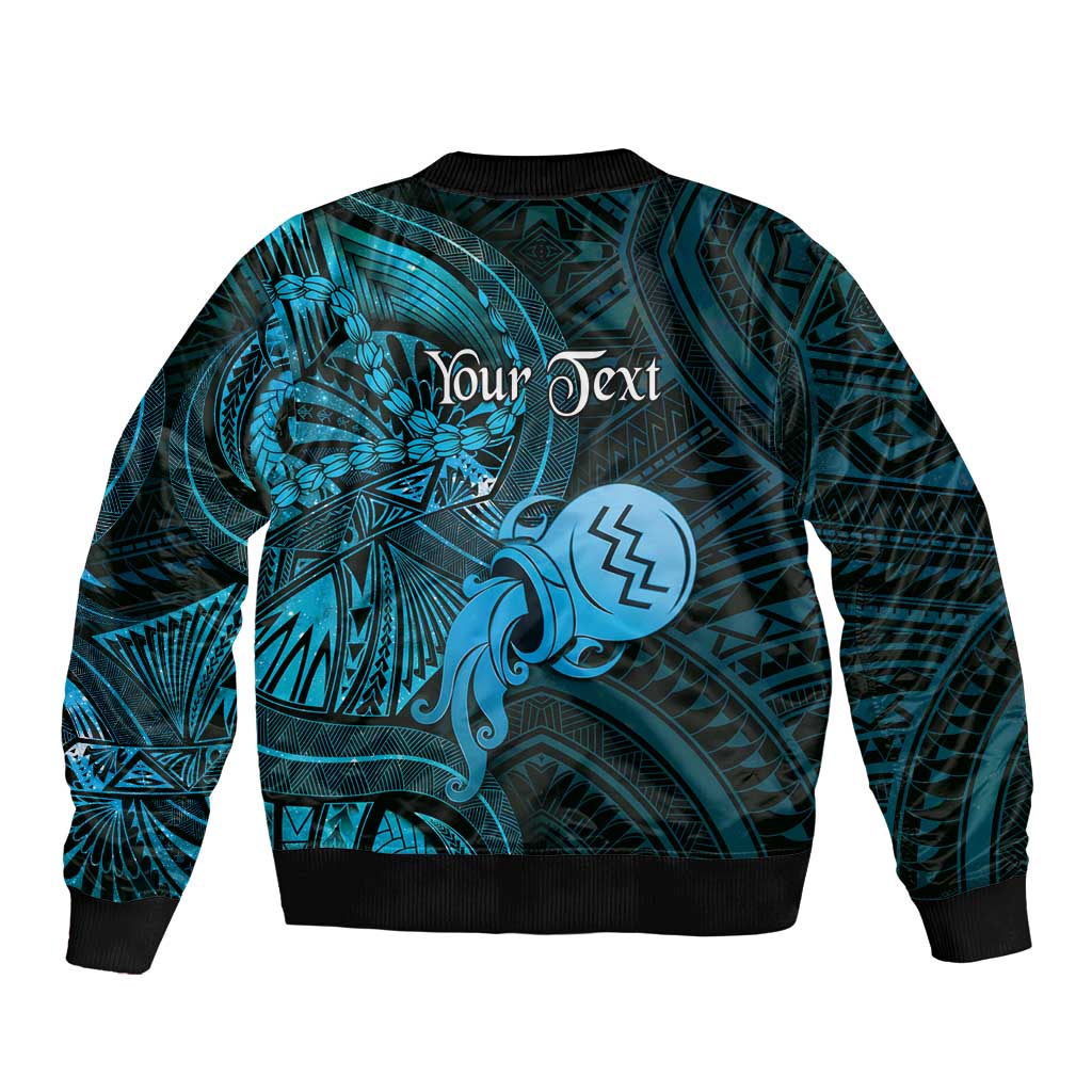 Personalised Polynesia Zodiac Aquarius Bomber Jacket Galaxy Polynesian Pattern Chest Tattoo Style LT14 - Polynesian Pride
