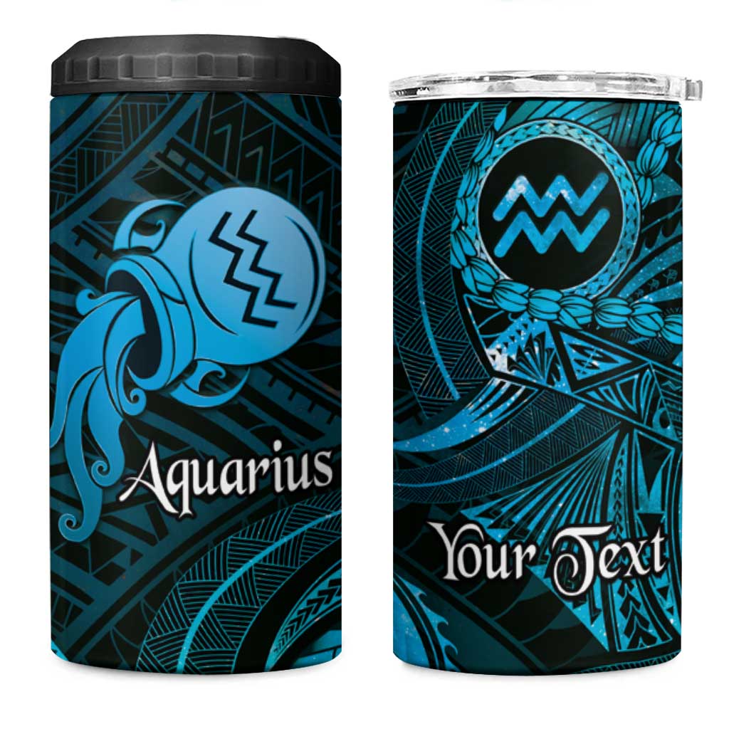 Personalised Polynesia Zodiac Aquarius 4 in 1 Can Cooler Tumbler Galaxy Polynesian Pattern Chest Tattoo Style LT14 One Size: 16 oz Blue - Polynesian Pride