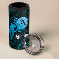 Personalised Polynesia Zodiac Aquarius 4 in 1 Can Cooler Tumbler Galaxy Polynesian Pattern Chest Tattoo Style LT14 - Polynesian Pride