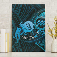 Personalised Polynesia Zodiac Aquarius Canvas Wall Art Galaxy Polynesian Pattern Chest Tattoo Style LT14 Without Frame Blue - Polynesian Pride