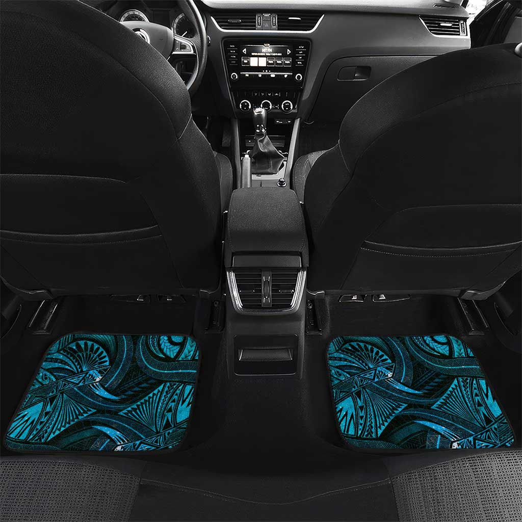 Personalised Polynesia Zodiac Aquarius Car Mats Galaxy Polynesian Pattern Chest Tattoo Style LT14 Set 2pcs - Back Blue - Polynesian Pride
