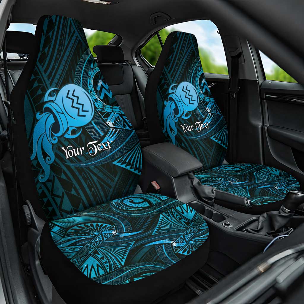 Personalised Polynesia Zodiac Aquarius Car Seat Cover Galaxy Polynesian Pattern Chest Tattoo Style LT14 One Size Blue - Polynesian Pride