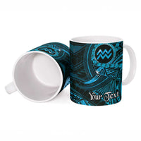 Personalised Polynesia Zodiac Aquarius Ceramic Mug Galaxy Polynesian Pattern Chest Tattoo Style