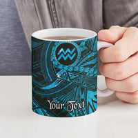 Personalised Polynesia Zodiac Aquarius Ceramic Mug Galaxy Polynesian Pattern Chest Tattoo Style