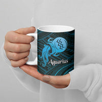 Personalised Polynesia Zodiac Aquarius Ceramic Mug Galaxy Polynesian Pattern Chest Tattoo Style