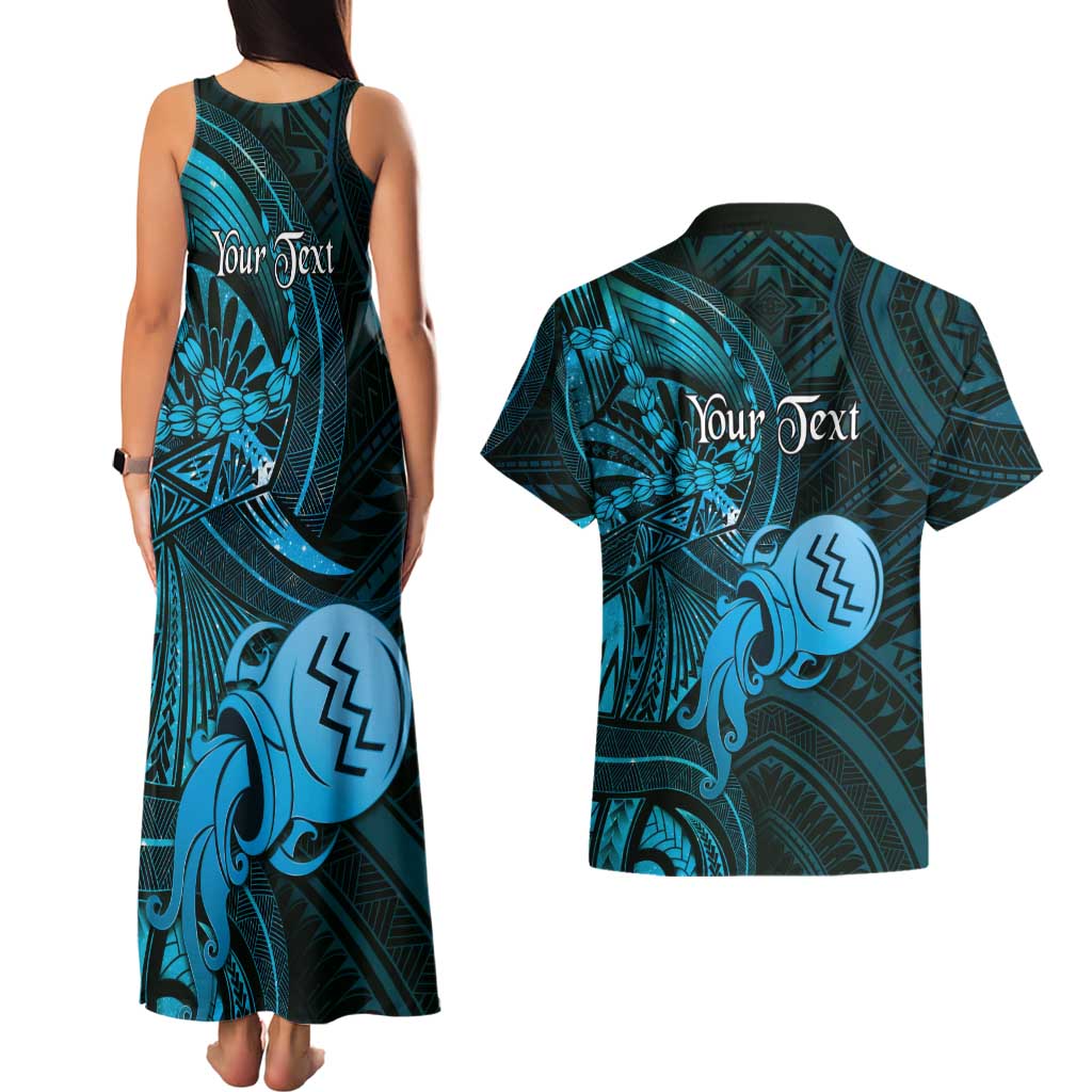 Personalised Polynesia Zodiac Aquarius Couples Matching Tank Maxi Dress and Hawaiian Shirt Galaxy Polynesian Pattern Chest Tattoo Style LT14 - Polynesian Pride