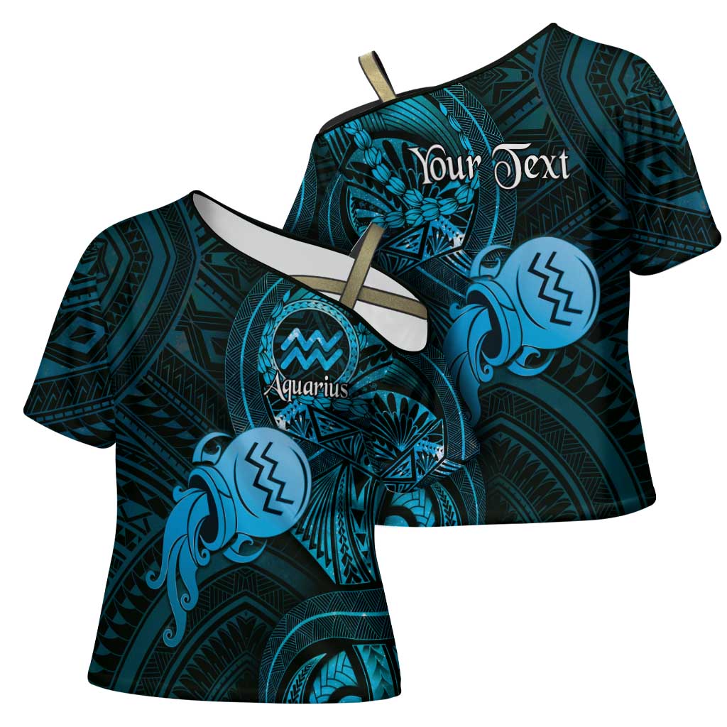 Personalised Polynesia Zodiac Aquarius Cross Shoulder Shirt Galaxy Polynesian Pattern Chest Tattoo Style LT14 - Polynesian Pride