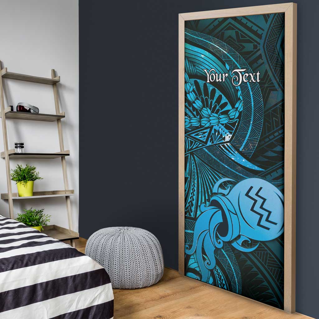 Personalised Polynesia Zodiac Aquarius Door Cover Galaxy Polynesian Pattern Chest Tattoo Style LT14 - Polynesian Pride