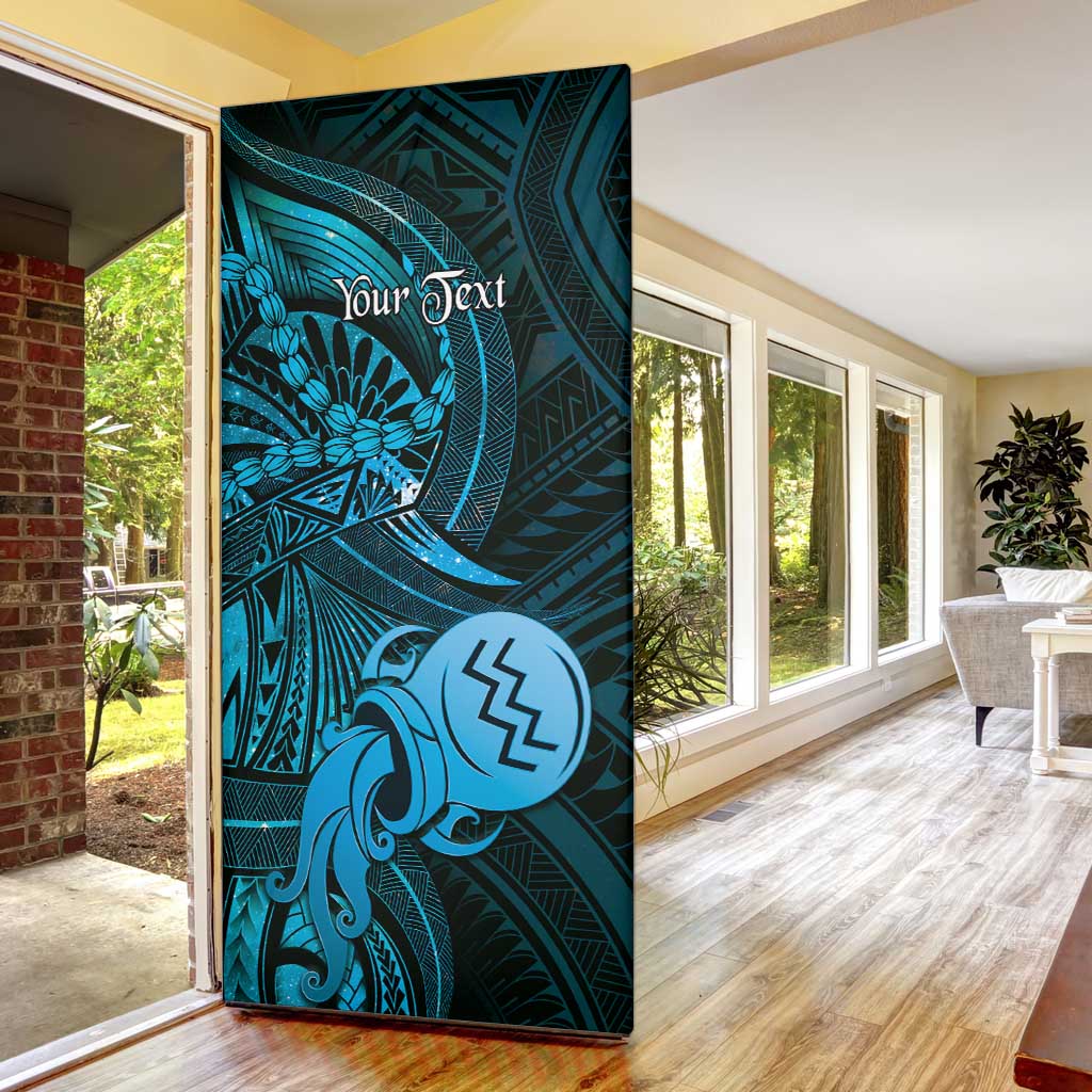 Personalised Polynesia Zodiac Aquarius Door Cover Galaxy Polynesian Pattern Chest Tattoo Style LT14 - Polynesian Pride
