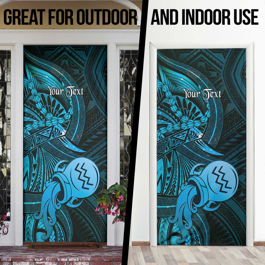 Personalised Polynesia Zodiac Aquarius Door Cover Galaxy Polynesian Pattern Chest Tattoo Style LT14 - Polynesian Pride