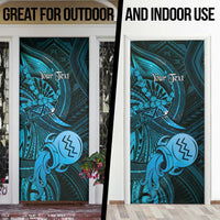 Personalised Polynesia Zodiac Aquarius Door Cover Galaxy Polynesian Pattern Chest Tattoo Style LT14 - Polynesian Pride