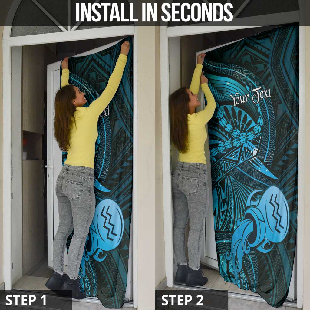 Personalised Polynesia Zodiac Aquarius Door Cover Galaxy Polynesian Pattern Chest Tattoo Style LT14 - Polynesian Pride