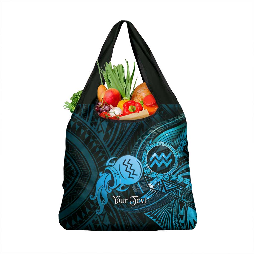 Personalised Polynesia Zodiac Aquarius Grocery Bag Galaxy Polynesian Pattern Chest Tattoo Style LT14 1-pack One Size Blue - Polynesian Pride