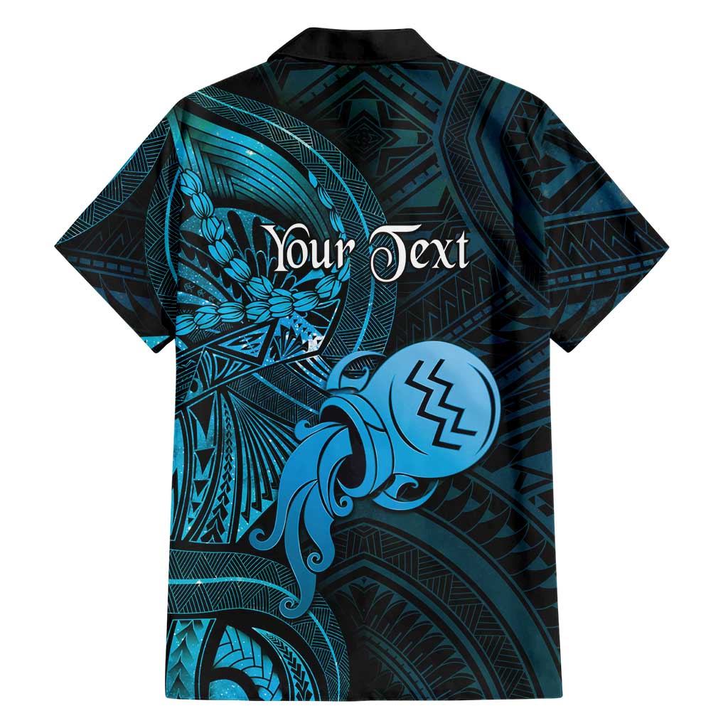 Personalised Polynesia Zodiac Aquarius Hawaiian Shirt Galaxy Polynesian Pattern Chest Tattoo Style