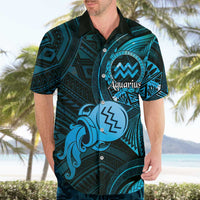 Personalised Polynesia Zodiac Aquarius Hawaiian Shirt Galaxy Polynesian Pattern Chest Tattoo Style