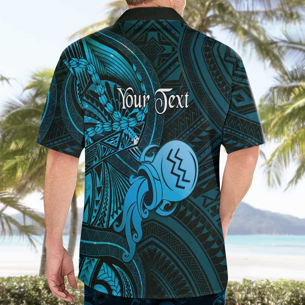Personalised Polynesia Zodiac Aquarius Hawaiian Shirt Galaxy Polynesian Pattern Chest Tattoo Style