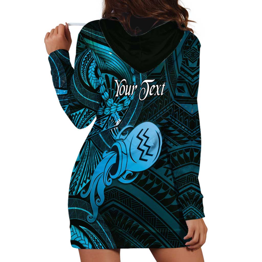 Personalised Polynesia Zodiac Aquarius Hoodie Dress Galaxy Polynesian Pattern Chest Tattoo Style LT14 - Polynesian Pride