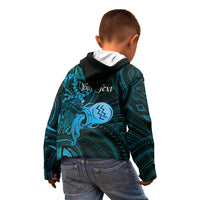 Personalised Polynesia Zodiac Aquarius Kid Hoodie Galaxy Polynesian Pattern Chest Tattoo Style LT14 - Polynesian Pride