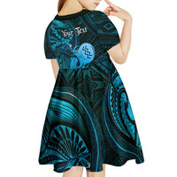 Personalised Polynesia Zodiac Aquarius Kid Short Sleeve Dress Galaxy Polynesian Pattern Chest Tattoo Style LT14 - Polynesian Pride
