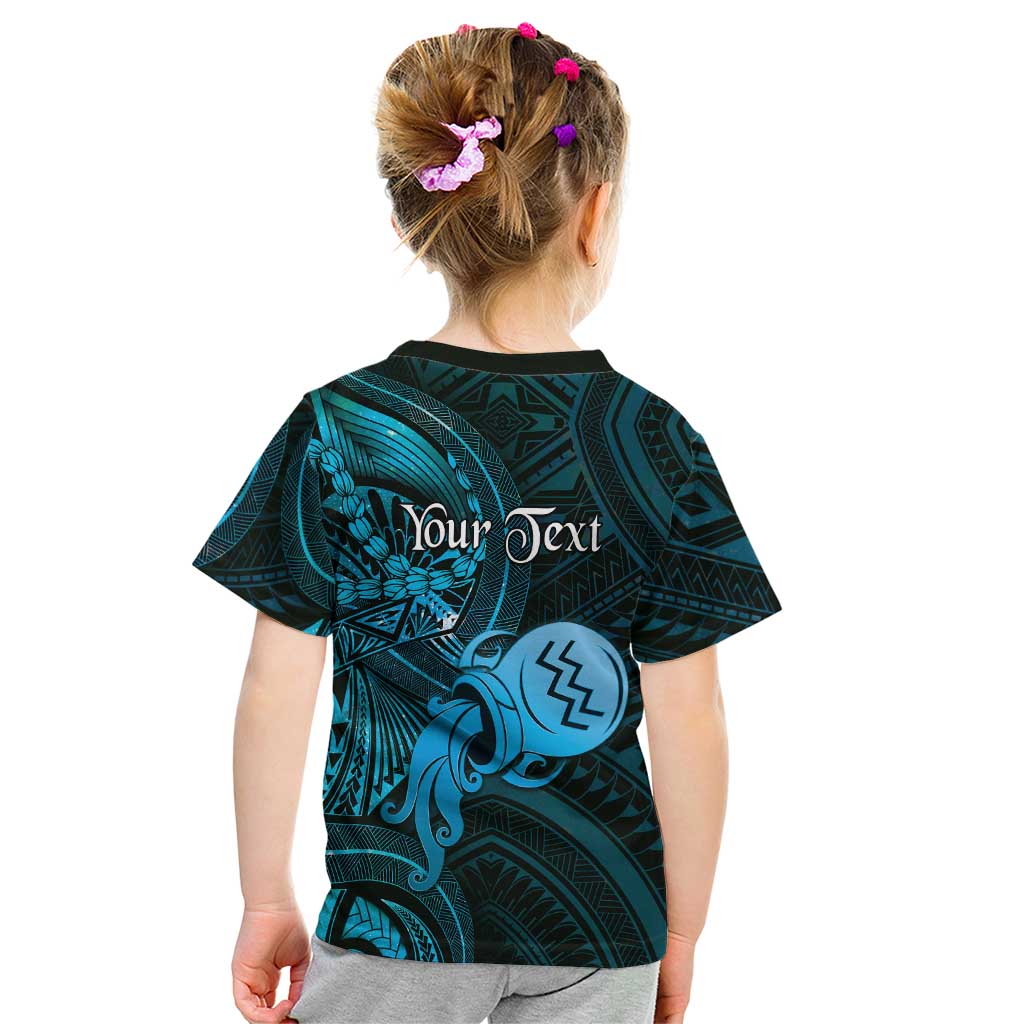 Personalised Polynesia Zodiac Aquarius Kid T Shirt Galaxy Polynesian Pattern Chest Tattoo Style