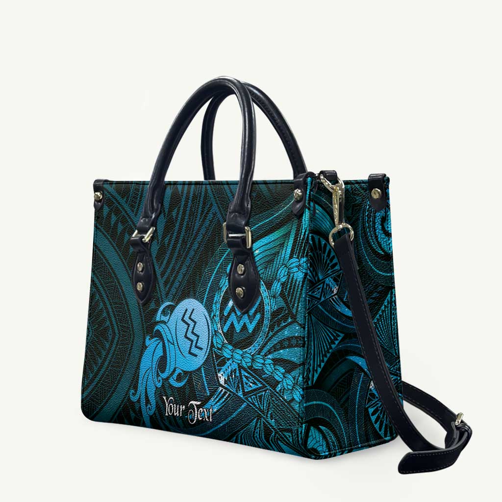 Personalised Polynesia Zodiac Aquarius Leather Bag Galaxy Polynesian Pattern Chest Tattoo Style LT14 Blue - Polynesian Pride
