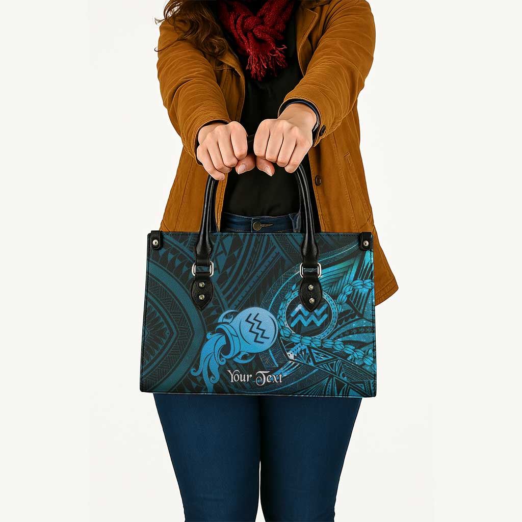 Personalised Polynesia Zodiac Aquarius Leather Bag Galaxy Polynesian Pattern Chest Tattoo Style LT14 - Polynesian Pride