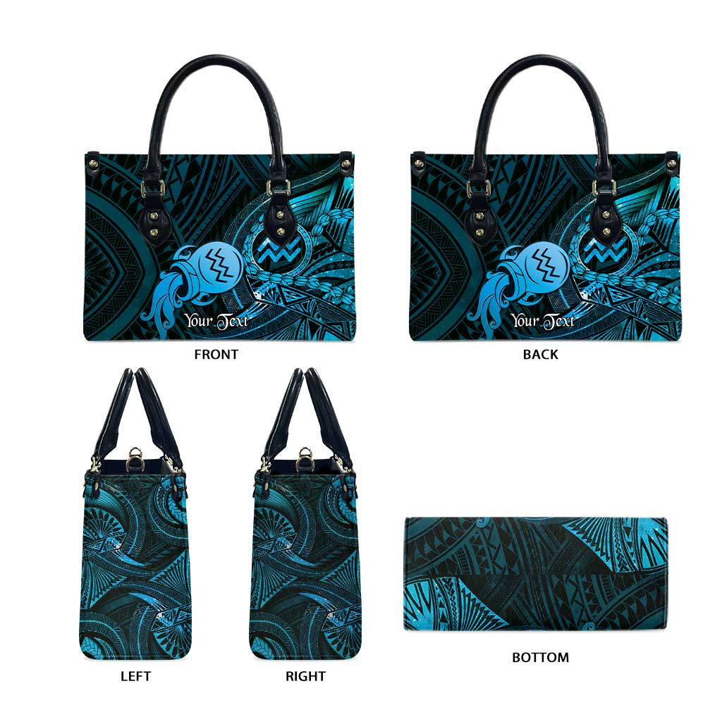 Personalised Polynesia Zodiac Aquarius Leather Bag Galaxy Polynesian Pattern Chest Tattoo Style LT14 - Polynesian Pride