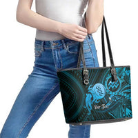 Personalised Polynesia Zodiac Aquarius Leather Tote Bag Galaxy Polynesian Pattern Chest Tattoo Style LT14 - Polynesian Pride