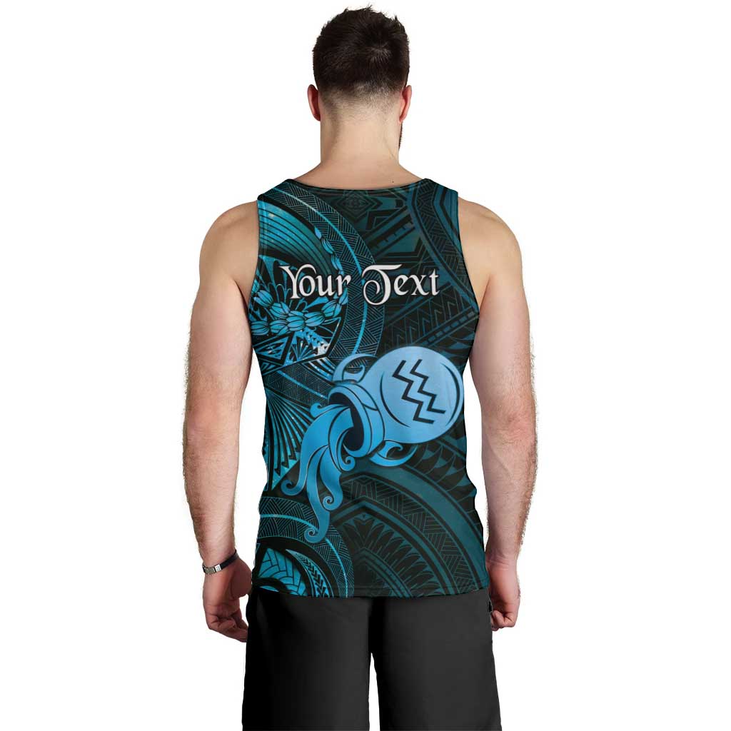 Personalised Polynesia Zodiac Aquarius Men Tank Top Galaxy Polynesian Pattern Chest Tattoo Style