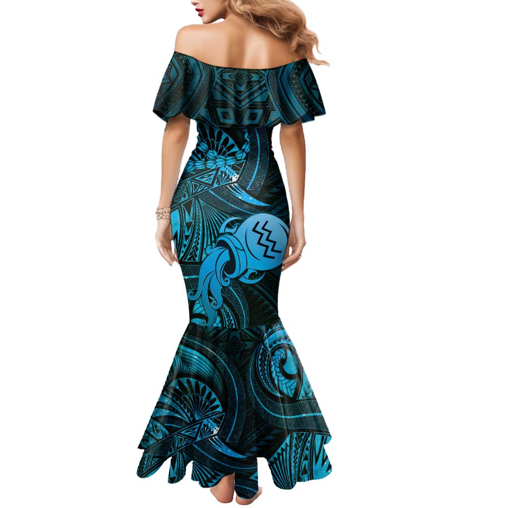 Personalised Polynesia Zodiac Aquarius Mermaid Dress Galaxy Polynesian Pattern Chest Tattoo Style LT14 - Polynesian Pride