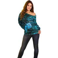 Personalised Polynesia Zodiac Aquarius Off Shoulder Sweater Galaxy Polynesian Pattern Chest Tattoo Style LT14 - Polynesian Pride