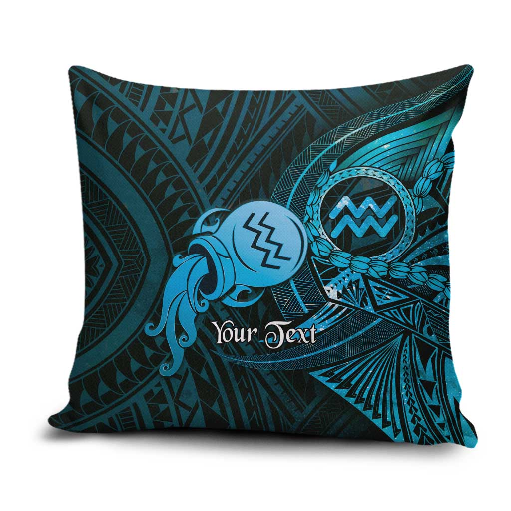 Personalised Polynesia Zodiac Aquarius Pillow Cover Galaxy Polynesian Pattern Chest Tattoo Style LT14 Blue - Polynesian Pride